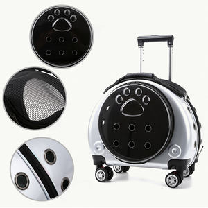 Bunnyhi LGX001 şeffaf plastik evcil hayvan yemliği kedi sırt çantası tekerlekler arabası seyahat kutusu havayolu onaylı moda kedi taşıma taşıyıcı - Product Image 4