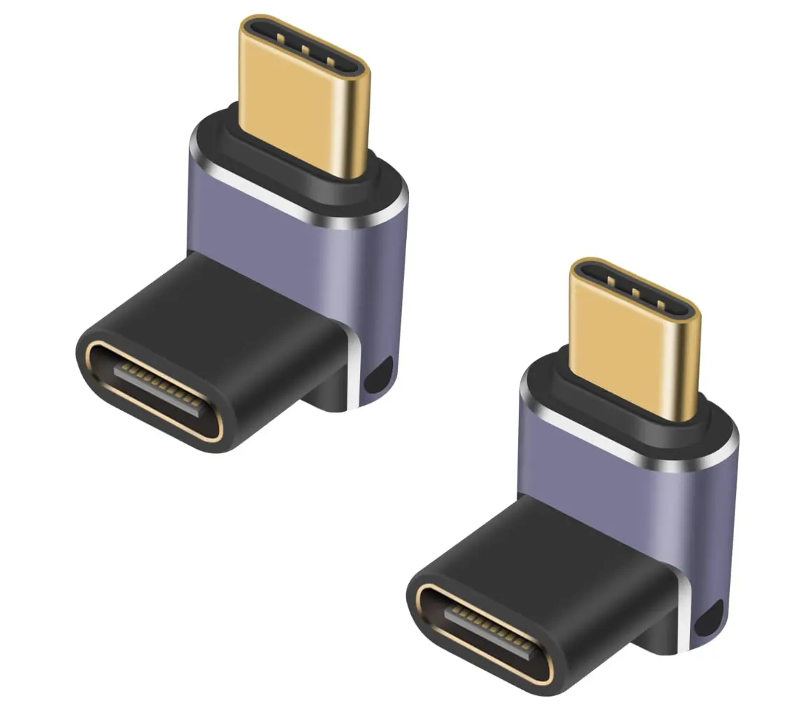 Adaptador USB C de 40Gbps Arriba y abajo USB C Macho a USB C Conector hembra con pantalla de video 8K para iPad