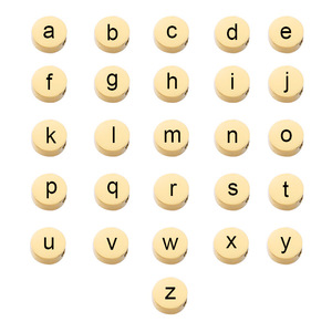Dijes de Letras Iniciales Redondos de la A a la Z, Chapados en Oro de 18K, de Acero Inoxidable, con Disco Negro |   Espaciador para la Fabricación de Joyería, Pulseras y Collares - Product Image 3