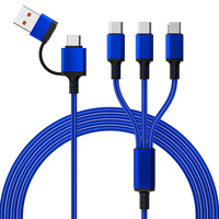 Cable USB 5 en 1 Personalizable, Cable de Carga Rápida con Trenzado de Nailon para Teléfono Móvil, Tableta, Auriculares, Computadora, Cobre Puro, con Logotipo