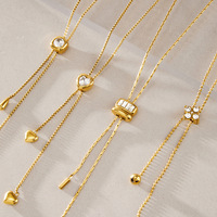 Collier long ajustable au design créatif, étanche, en acier inoxydable 18K PVD avec pendentif zircon, bijoux de mode
