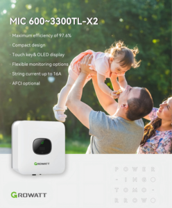 <span class=keywords><strong>Microinversor</strong></span> Monofásico Growatt MIC3000TL-X de <span class=keywords><strong>3000W</strong></span> para Sistemas de Energía Solar Residenciales con 97.6% de Eficiencia y Salida de 50Hz/60Hz - Product Image 6