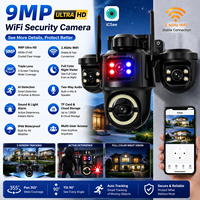 Kamera CCTV PTZ Nirkabel Tiga Lensa ICsee 2026 Baru, Tahan Air IP66, Sensor CMOS WiFi, Garansi 1 Tahun, Kamera Keamanan Penglihatan Malam