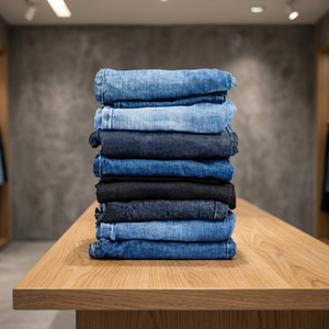 Pantalon décontracté unisexe mi-lourd respirant à braguette zippée, en jean droit à carreaux 100% coton 12oz de haute qualité avec double poche pour homme - Product Image 2