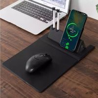 Clavier pliable multifonctionnel avec chargeur sans fil rapide 15W, tapis de souris de jeu en PU pour le bureau et la maison, configuration créative