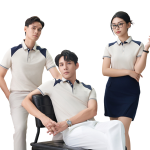 Polo de hombro con contraste de dos tonos 95% algodón 220gsm logotipo personalizado estirable disponible precio de fábrica - Product Image 2