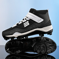Chaussures de baseball mi-montantes pour hommes à lacets, 8 crampons en acier, pour softball, noir et blanc, grandes tailles européennes du 40 au 47, OEM