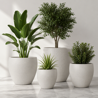 Pot Décoratif à Grand Diamètre en Plastique Imitation Ciment pour Plantes Artificielles, Vente en Gros Usine, pour Arbres et Fleurs Artificiels