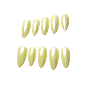 <span class=keywords><strong>Ongles</strong></span> Press-on Faits Main 10 Pièces Personnalisables Moyens Amande Jaune Citron Perle Chrome <span class=keywords><strong>Hailey</strong></span> <span class=keywords><strong>Bieber</strong></span> Effet Glaçé - Product Image 3