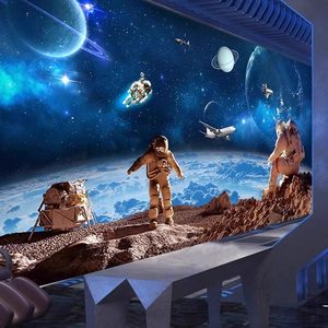 Papier peint <span class=keywords><strong>mural</strong></span> en tissu sans couture, gaufré, mat, personnalisé, design graphique pour chambre d'enfant, ciel étoilé, astronaute - Product Image 3