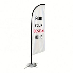 Bandera de Plumas Personalizada con Logotipo, Portátil, de Doble Cara, para Exteriores, con Soporte, para Ferias Comerciales y Promociones - Product Image 1