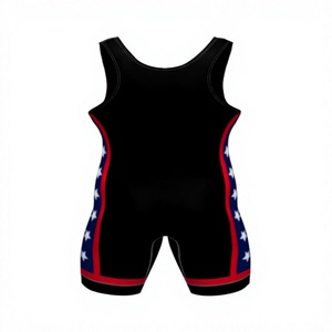Singletes de Lucha Unisex, Negros, Rojos y Azules con Estampado de Bandera, Sin Mangas, Transpirables, Ajustados, para Adultos, para Todas las Temporadas, Diseño Sublimado - Product Image 4