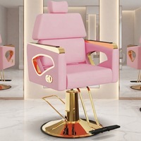 Chaise de barbier professionnelle pour salon 360 ° Base ronde en acier inoxydable multicolores, design simple, réglable en hauteur et pivotante