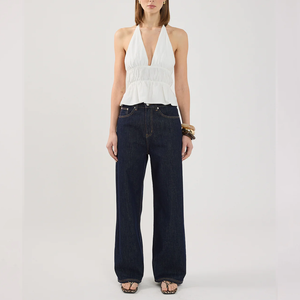 Fábrica de ropa de mujer personalizada <span class=keywords><strong>Halter</strong></span> <span class=keywords><strong>Top</strong></span> <span class=keywords><strong>blanco</strong></span> mujeres Tops Snd blusa de moda - Product Image 1
