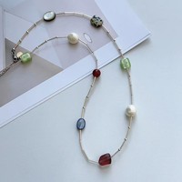 Nuevo Diseño Original de Fanke: Collar Largo de Cuentas de Piedra Natural con Estilo Étnico para Fiestas de Verano, Accesorios Plegables Pequeños que no se Pierden.