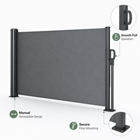 Store latéral rétractable en acier et aluminium, résistant au vent, pour terrasse, écran d'intimité de 3 m de large en polyester enduit PU pour jardin