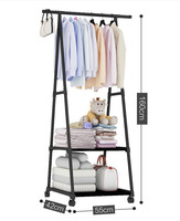 Porte-manteau en métal amovible, étagère de rangement pour vêtements à plusieurs niveaux avec roulettes, séchoir à linge domestique