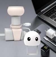 Organizador de escritorio creativo de dibujos animados-Protector de cable de carga portátil y estuche de gestión de cables para almacenamiento sin enredos
