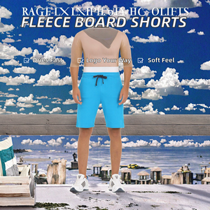 Shorts en polaire pour hommes, style boardshorts, avec logo personnalisé, cordon de serrage, en tissu tricoté, décontractés, taille mi-haute, respirants, service OEM - Product Image 2