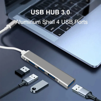 Hub USB-C Multiport 4 in 1, Docking Station USB 3.0, Konverter Multi-Fungsi dari Aluminium Alloy, Adaptor Splitter untuk Laptop dan Ponsel