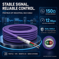 Kabel PROFIBUS DP Tipe A RS485 Industri 1 Pasang 22AWG Tembaga Padat Terperisai 150 Ohm hingga 12 Mbps untuk Sistem Kontrol PLC