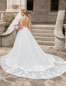 Factory Price Beautiful Light Luxury Lace Embroidery <b>Wedding</b> <b>Dress</b> Elegant Gentle Slim Figure Display <b>Detachable</b> Gauze <b>Train</b> - Product Image 3