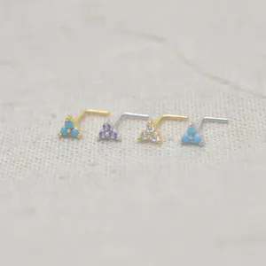 Nuovo <span class=keywords><strong>Piercing</strong></span> al <span class=keywords><strong>Naso</strong></span> 2026 con Tripla Zirconia Cubica, Anello a L 20G in <span class=keywords><strong>Argento</strong></span> <span class=keywords><strong>925</strong></span>, Gioielli Moda per Uomo e Donna - Product Image 4