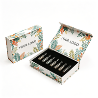 Boîtes d'emballage pour échantillons de parfum, logo personnalisé, imprimé floral, boîte cadeau cosmétique rigide magnétique de luxe avec insert en EVA floqué