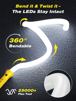 Lampe de travail LED flexible rechargeable 2-en-1 en silicone, lampe d'inspection pliable pour les zones difficiles d'accès ou l'atelier