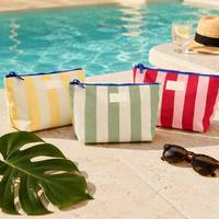 Trousse de Toilette de Voyage en Toile Robuste Personnalisable avec Logo, Rayée, pour Femmes