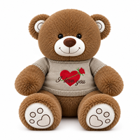 Peluche personnalisée en forme de cœur beige avec pull rose, ours en peluche pour couple, cadeau et compagnon chaleureux