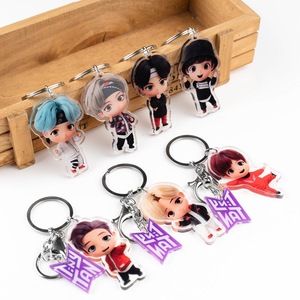 Cheap wholesale custom clear bts kpop idol printed plastic acrylic keychain