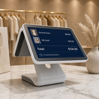 Système de point de vente (PDV) tablette de bureau à double écran tactile de 15,6 pouces, système d'exploitation Android, 16 Go de stockage, prise en charge du SDK, machine de commande
