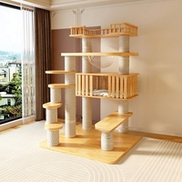 Arbre à chat en bois massif, structure d'escalade et lit tout-en-un pour chats de grande taille, design compact et luxueux, grande taille pour les chats de type Maine Coon