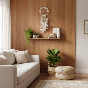 Attrape-rêves design arbre 20x70cm avec plumes blanches, décoration murale - Product Image 2