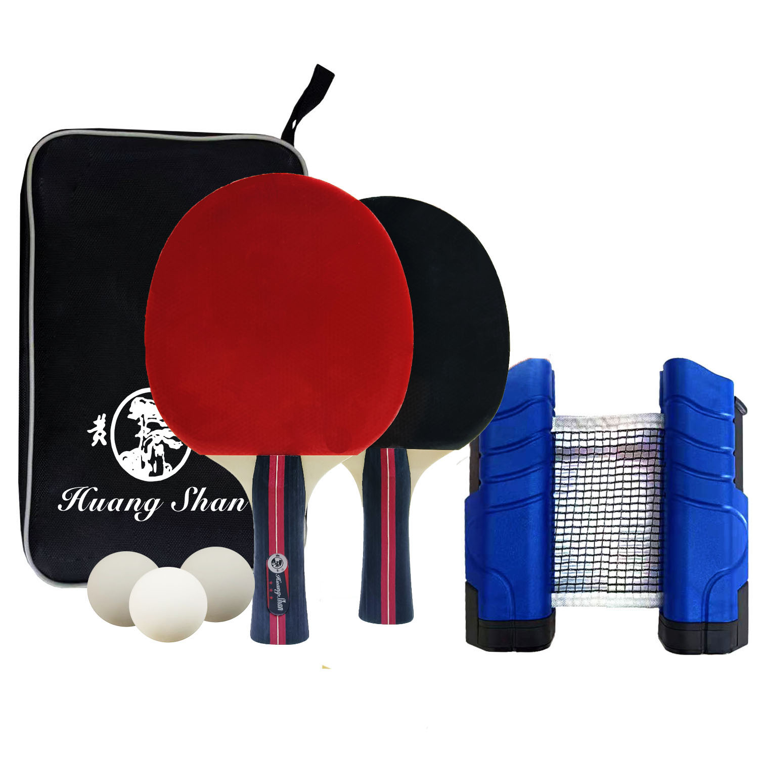 Ensemble de 2 battes de Ping-Pong portables partout et 1 filet de Tennis de Table rétractable et 3 balles