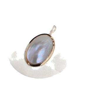 Pendentif en argent pur avec perle Mabe, ovale 25x35mm, collier plaqué or pour femme - Product Image 4
