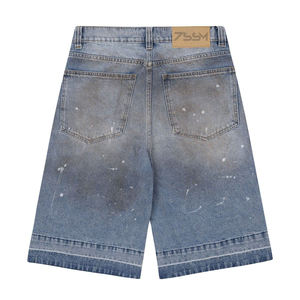 街装定制Y2K男士加大码复古复古水洗宽松迷彩补丁让·乔特撕裂仿旧脏牛仔短裤 - Product Image 3