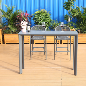Ensemble de salle à manger de bar d'extérieur 2 pièces Cadre en <span class=keywords><strong>aluminium</strong></span> Rotin tissé <span class=keywords><strong>pour</strong></span> café <span class=keywords><strong>Terrasse</strong></span> Vente en gros - Product Image 4