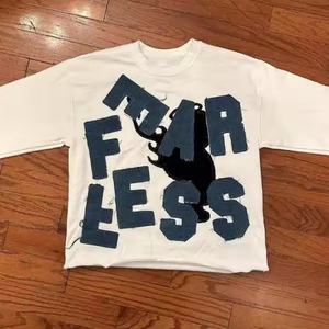 Camiseta de Hombre de Alta Calidad, Personalizada, Orgánica, 100% Algodón, Tejida, Estilo Desgastado, Corte Cuadrado, con Apliques Bordados y Hombros Caídos - Product Image 5