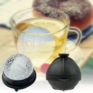 Food Grade BPA Free Silicone Sphere Ice Ball Maker Fusão mais lenta Estrela da Morte Molde cubo de gelo com funil embutido