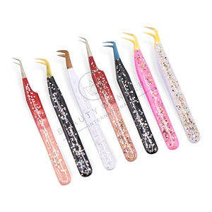 Fiber Tip Volume Lash Multicolor Glitter Series Professional <b>Boot</b> 90 45 Degree Tip Curved Volume Eyelash Extension Tweezers - Product Image 2