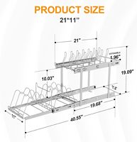 Étagère de rangement coulissante moderne à double niveau en métal avec rails de glisse fluides, organisateur multi-usages pour casseroles et ustensiles de cuisine