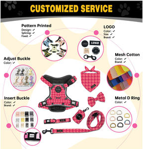 Conjunto de Arnés, <span class=keywords><strong>Collar</strong></span> y Correa de Lujo para Perro de Diseño con Estampado Floral SinSky, Ajustable, Antitirones y Personalizado con Asa - Product Image 3