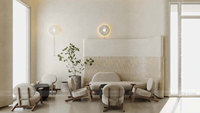 Service de décoration haut de gamme pour café, mobilier personnalisé en bois et marbre pour magasin de thé, présentoirs sur mesure