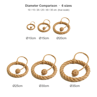 Ornement suspendu rustique en jute avec boucle de suspension en corde, 10 à 35 cm, 6 tailles, fait main, cadeau, décoration de maison champêtre