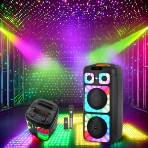 NDR Portable Double RGB Light 6.5 8 Inch Sound System Heavy Bass BT Speaker Clock Trolley-for Party Home Theater Music <span class=keywords><strong>DC</strong></span> Power - Product Image 1