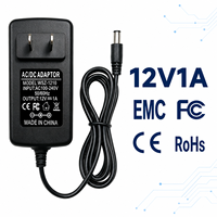 Adaptateur secteur mural AC/DC 12V 1A avec protection contre les courts-circuits, prise US, 12W, large compatibilité, vente en gros d'usine