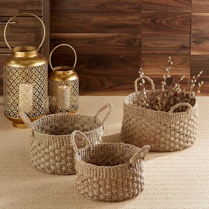 Handmade New Style <b>Round</b> Seagrass and Straw Storage <b>Basket</b> Rattan <b>Wicker</b> Laundry <b>Basket</b> for Home Organizer - Product Image 1