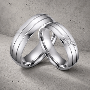 Anillos de Pareja JLM al por Mayor de Acero de Titanio Premium con Diamantes CZ Ranurados para Enamorados, Anillo de Compromiso, Boda, Promesa, Conjunto de Joyería - Product Image 6